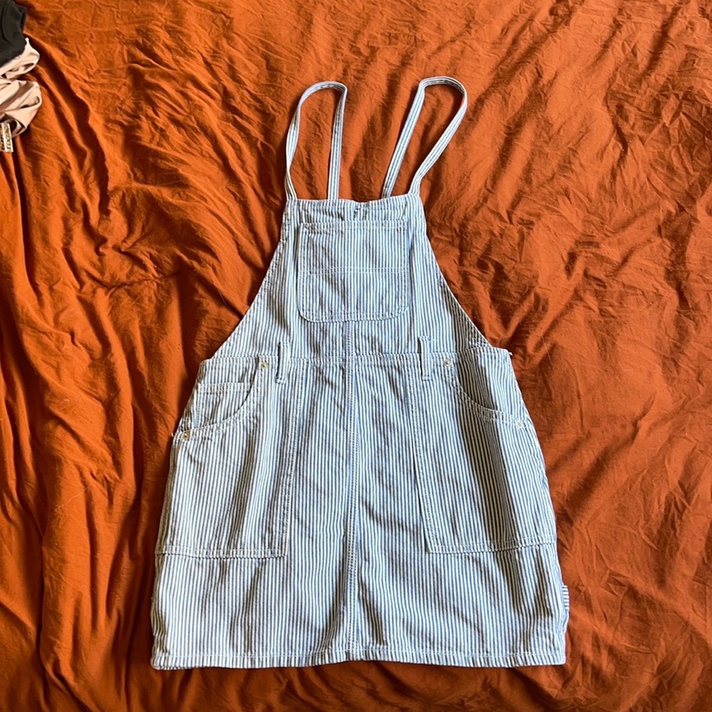 Pinstripe overall dress